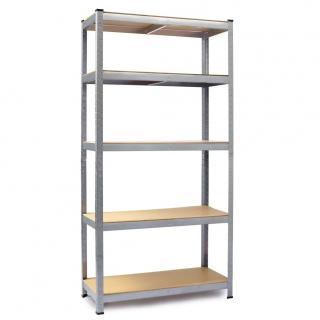 Raft metalic pentru depozitare, 5 polite, capacitate 175 kg polita, total 875 kg, 180x90x30 cm