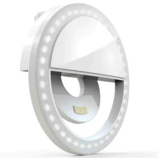 Selfie ring light pentru smartphone, lampa selfie LED telefon 36 led,400mAh 5600k - Alb