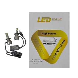 Set 2 Becuri Auto H7 Led, V68, Canbus, 180W, 6000K, 16000 lumeni