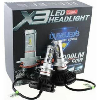 Set 2 becuri auto LED, model X3, soclu H11, putere 50W - Negru