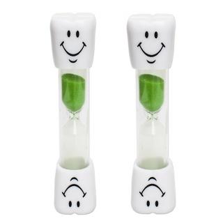 Set 2 clepsidre pentru perierea dintilor, 3 minute, 10 x 2.5 cm, verde
