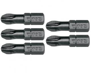 Set 5 biti profesionali Yato 1 4  , 25mm, cap PZ3, HRC 58-62, realizat din otel forjat, cu acoperire anticoroziva