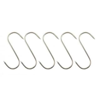 Set 5 carlige pentru suspendat carnea, tip S, otel inoxidabil, 12 cm