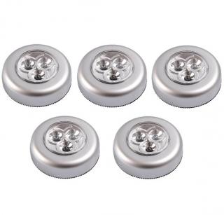 Set 5x Lampa universala autoadeziva cu 3 LED-uri, utilizare baterii de tip AAA