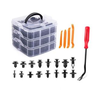 Set 620 clipsuri cleme auto, Universale, 4 instrumente demontare, extractor metalic