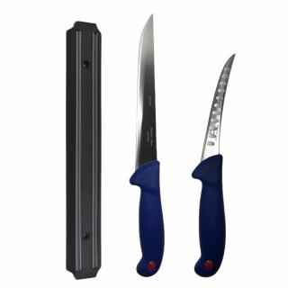Set profesional de macelarie, dezosat, transat, filetat, 2 cutite, otel carbon, suport magnetic