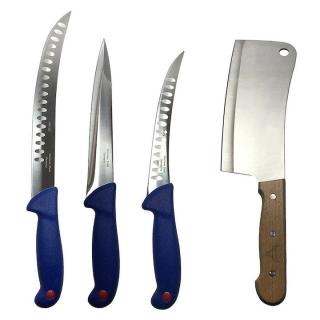 Set profesional de macelarie, filetat, injunghiat, transat, dezosat, 3 cutite, satar