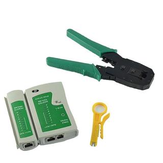 Set testare cablu de retea LAN, RJ,11,RJ 45,include tester,cleste de sertizare si cutit