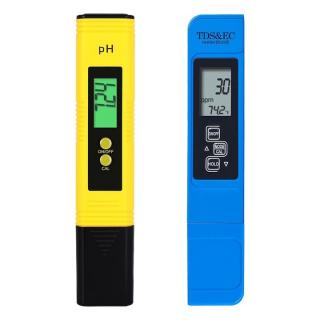 Set testere apa digitale  profesionale,  calitate apa 4in1, solutii de calibrare, TDS,EC,PH si temperatura, albastru, galben