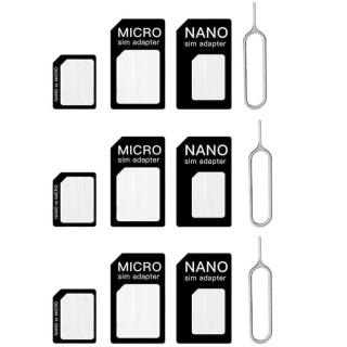 Seturi pentru cartele SIM, micro, nano si cheita, 12 piese - Negru