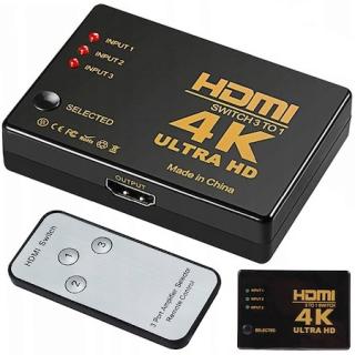Spliter switch HDMI 4K, 3 x HDMI, Telecomanda, negru