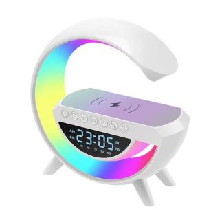 Statie Incarcare Wireless 4 in 1 cu lampa RGB, boxa bluetooth si afisaj digital