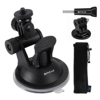 Suport de prindere auto, cu ventuza, pentru camere video sport, compatibil cu GoPro, DJI, plastic, negru, husa inclusa