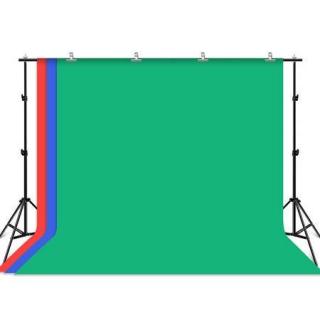Suport fundal foto 2x3m, clesti inclusi + 3 panze de fundal 2.9x2m, rosu, albastru si verde