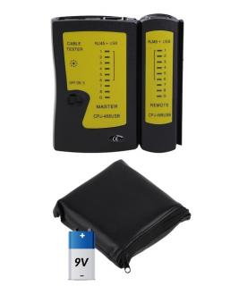 Tester cablu de retea LAN mufe RJ45 cu USB,baterie de 9V si gentuta incluse