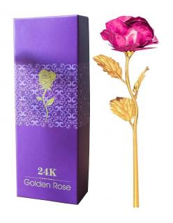 Trandafir suflat cu aur de 24K -  Roz