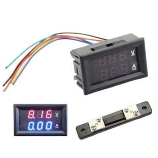 Voltmetru si ampermetru digital 2in1,cu placa,interval masurare 0-100V - 50A