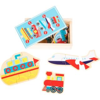 Cutie cu puzzle mijloace de transport, Legler, 20 de piese