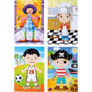 Cutie de puzzle 4 in 1, meserii pentru baieti, Legler, 48 de piese