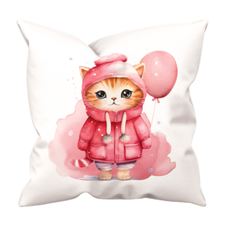 Fata de perna, Cute pink Cat, 40x40 cm, alba