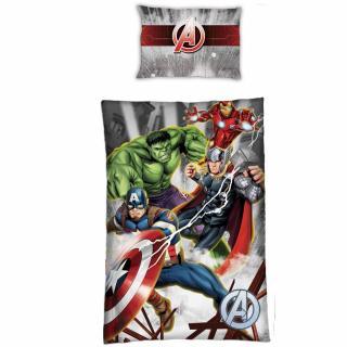 Lenjerie de pat copii, Avengers, 2 piese, 140x200 si 63x63 cm