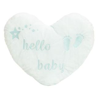 Perna decorativa Hello baby, inima, 30 cm, bleu