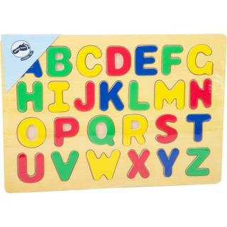 Puzzle incastru Alfabet colorat din lemn, 32x22x1 cm