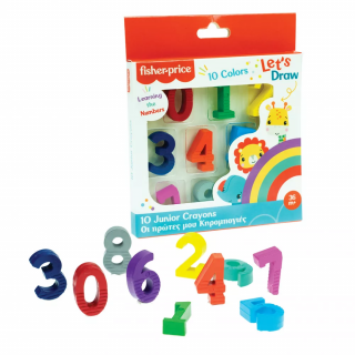 Set 10 creioane colorate, numere, Fisher Price, 3 ani+