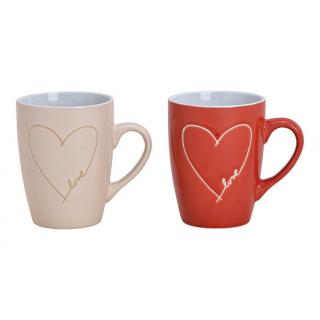 Set 2 cani Love, bej si rosu, 340 ml