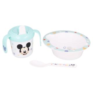 Set hranire bebelusi, Mickey Mouse, cana antrenament 240 ml, bol si lingura