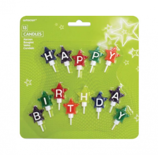 Set lumanari pentru tort, Happy Birthday, multicolor