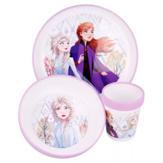 Set mic dejun 3 piese Frozen, Anna si Elsa, MicroundeAntialunecare