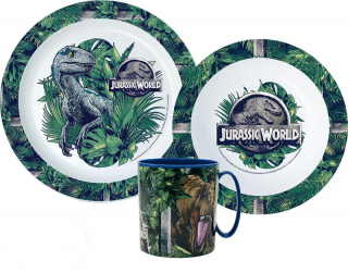 Set mic dejun 3 piese Jurassic World, Microunde, farfurie, bol si cana