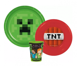 Set mic dejun 3 piese Minecraft, farfurie, bol si pahar, TNT