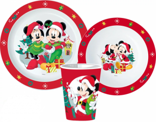 Set mic dejun 3 piese Minnie si Mickey Christmas, microunde