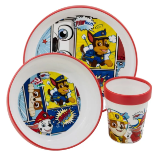 Set mic dejun 3 piese Paw Patrol, Microunde si antialunecare