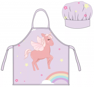 Set sort si boneta bucatar pentru copii, Unicorn Rainbow , 3-8 ani