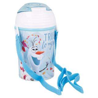 Sticla plastic, Frozen II, cu pai si capac, 450 ml