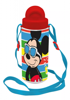 Sticla plastic, Mickey Mouse, cu pai si snur, 500 ml