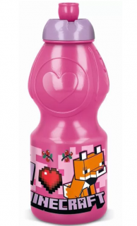 Sticla plastic Minecraft, 400 ml, roz