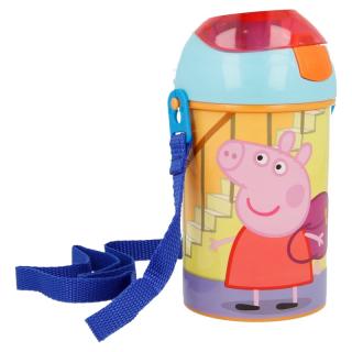 Sticla plastic, Peppa Pig, cu pai si capac, 450 ml