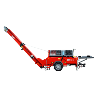 Linie de taiere si despicare lemne cu sasiu rutier, motor electric de 4 Kw, Japa 315+E Finlanda