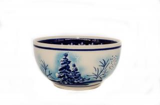 Bol rotund Winter Chapel, ceramica smaltuita, pictat manual, 15,5 cm, volum 700 ml