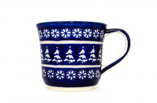 Cana ceramica smaltuita pentru cafea ceai vin fiert Christmas Night, pictata manual, 500 ml