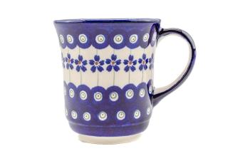 Cana ceramica smaltuita pentru ceai   cafea   vin fiert Floral Peacock, pictata manual, 300 ml