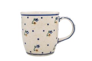 Cana ceramica smaltuita pentru ceai   cafea   vin fiert Little Flowers, pictata manual, 350 ml