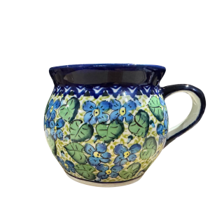 Cana pentru cafea ceai vin fiert Blossom in forma de   balon  , ceramica smaltuita, pictata manual, 420 ml