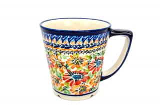 Cana pentru cafea, ceai, vin fiert Flower Jungle, ceramica smaltuita, pictata manual, 350 ml