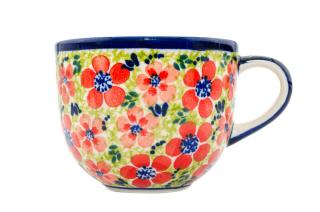 Cana pentru cafea Fire Poppies, ceramica smaltuita, pictata manual, 350 ml