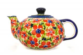 Ceainic Fire Poppies, ceramica smaltuita, pictat manual, 420 ml